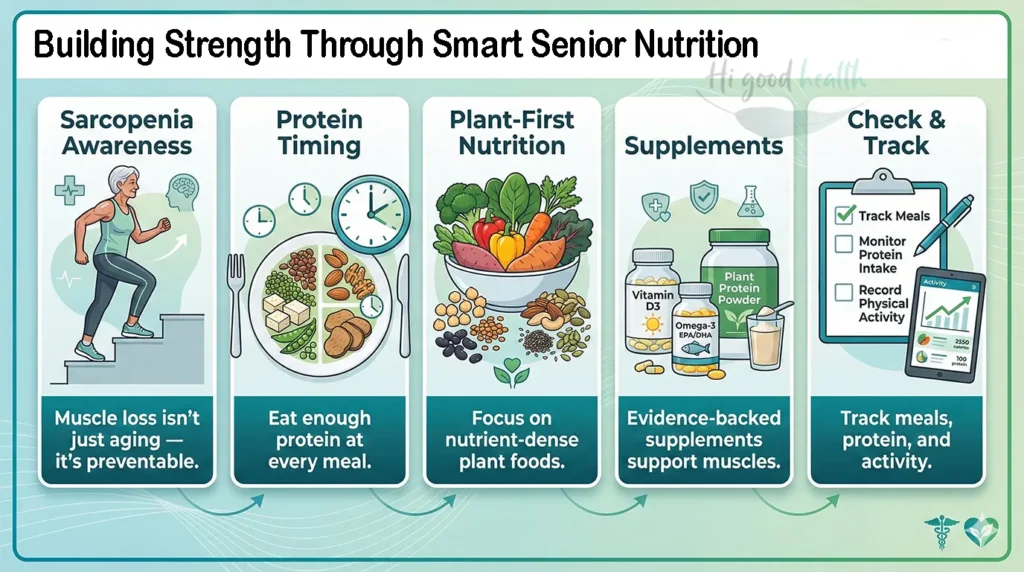 Senior nutrition tips 2026: prevent muscle loss, boost strength, plant-based meals, protein timing