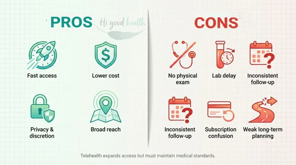 Pros and cons of GLP-1 telehealth weight-loss prescriptions compared to in-clinic care