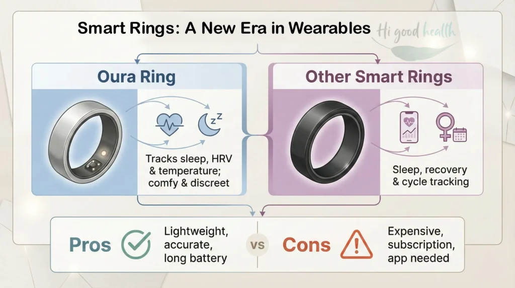 Smart rings like Oura track sleep, recovery, and HRV, offering discreet health insights for 2026 users.