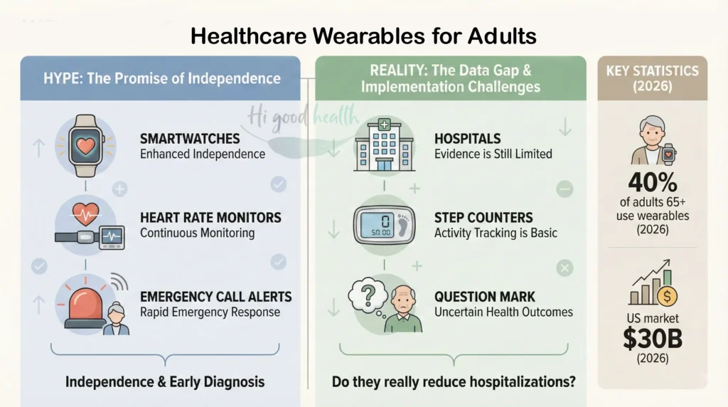 Senior using wearable health tech to monitor heart rate and activity in 2026.