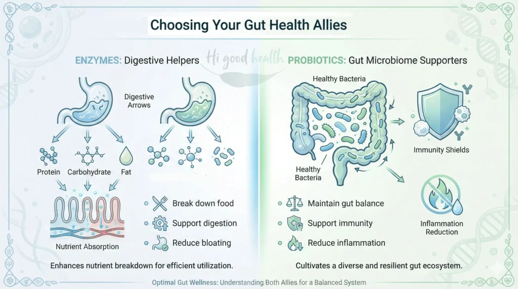Compare enzymes, prebiotics, and probiotics to optimize digestion and overall gut health naturally.