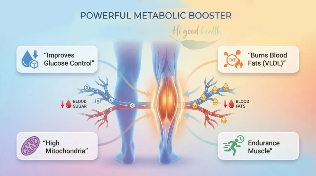 The soleus muscle as a metabolic powerhouse, improving blood sugar control, burning fat, and supporting glucose regulation.