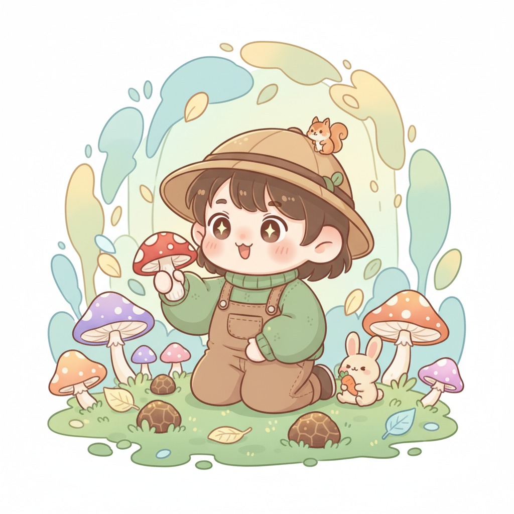 Fresh mushrooms and black truffles displayed side by side on a rustic wooden board.