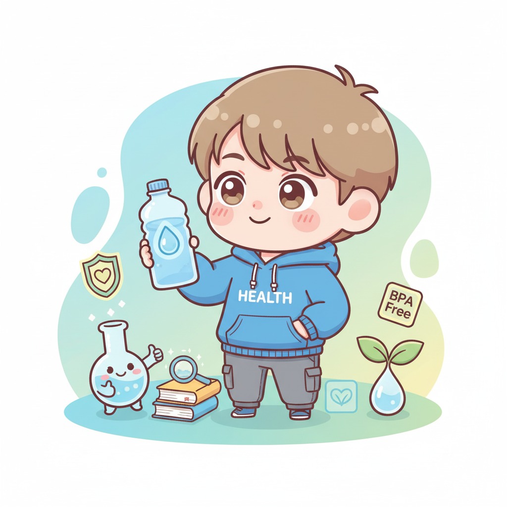 Plastic water bottles on a table with drinking glasses, highlighting concerns about water safety.